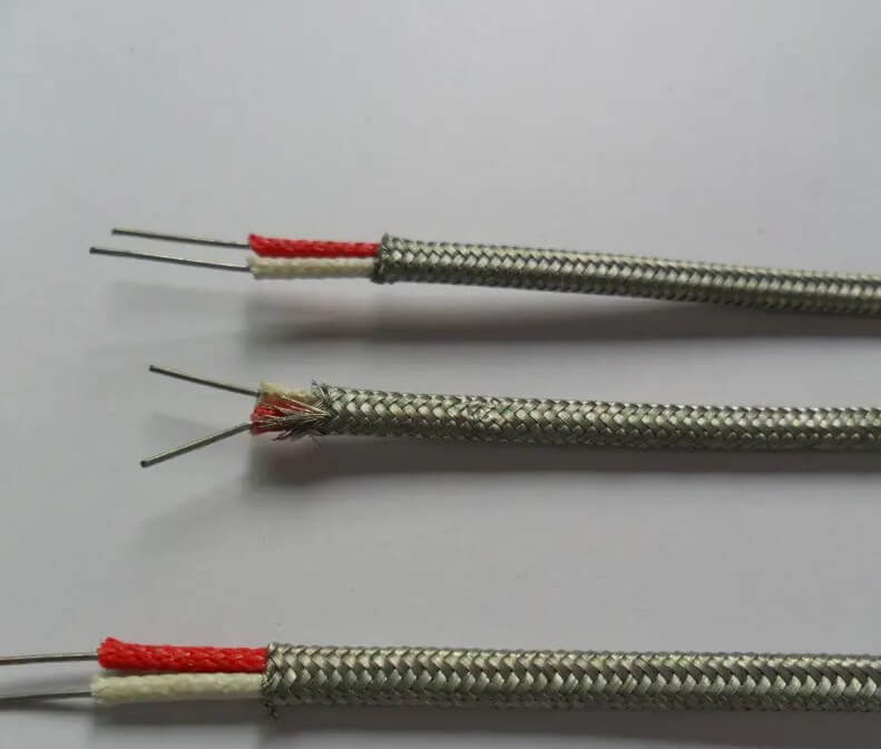 Тип K 2*0,35 мм 2*0,5 мм 2*0,65 мм Изоляция из стекловолокна Удлинительный провод для экрана из нержавеющей стали Компенсационный кабель для термопары Провод